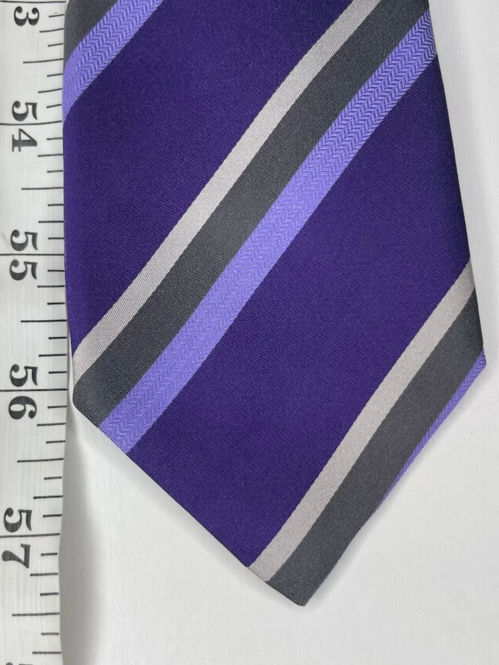 Banana Republic Dark Academia Striped Purple Gray Silk Tie